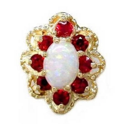 A1605 14K OPAL ROUND RED SAPPHIRE SLIDE 